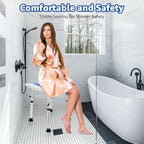 Shower Chair Bath Stool Seat 350 Lbs, Height Adjustable Bath Bench with Padded Seat for Seniors, Shower Stool Chair for Inside Shower, Shower Seat Stool with Heavy Duty Crossbar Support (Blue)