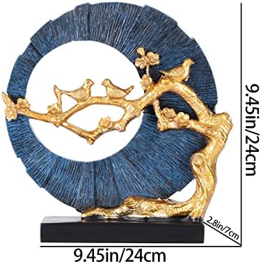 Gold Bird Statue Decor, Gold and Blue Home Decor, Bird Sculpture Home Decor for Bookshelf Office Shelf On Shelf Coffee Table TV Cabinet Entryway Entryway Decor.