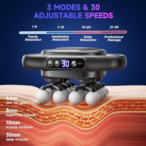 16 Head Mini Massage Gun, 3 Modes and 30 Intensities, Upgraded Deep Tissue Massage Gun for Back, Shoulders, Legs, Body Muscle Pain Relief, Valentine's Day Gifts