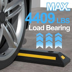 RELIANCER 2PCS Rubber Parking Guide Tire Blocks,Garage Wheel Stoppers Blocks w/Reflective Stripes,Park Assist Rubber Curb Guide,Parking Lot Tire Stops,Car Park Wheel Chocks for Truck RV Trailer SUV