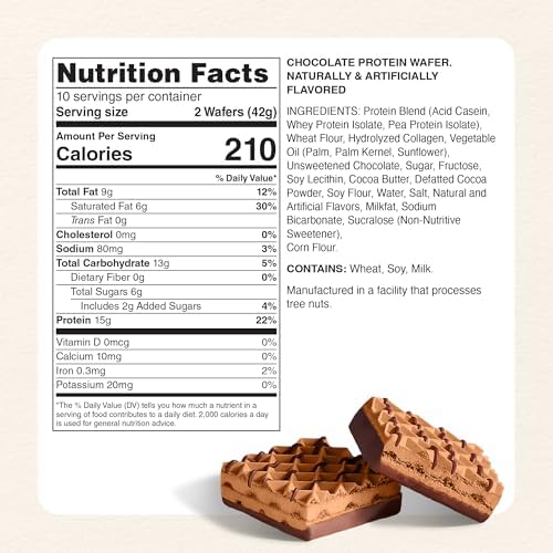 Myprotein Crispy Protein Wafers | 15g Protein | Box of 10 | Chocolate | High Protein Snack Bar | Milk & Whey Isolate | Low Sugar