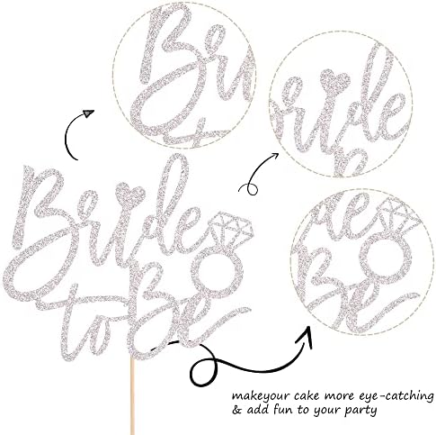 1 Pack Bride to Be Cake Topper Silver Glitter Ring Cake Pick Bride to Be Cake Decoration Wedding Bachelorette Bridal Shower Theme Party Cake Decoration Supplies