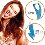GRIN Tongue Cleaner, 32 Count, Disposable Tongue Cleaner, Hygienic Scraper, Recycled Plastic, Clean Tongue, Promote Fresh Breath, Includes Safe Fold- Back Tooth Pick