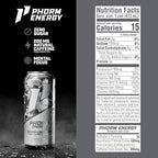 Phorm Energy Drink, Silver Lightning Flavor, 200 MG Natural Caffeine From Green Tea, Sugar Free Carbonated Drink With Electrolytes & Vitamin B12, Dairy & Gluten Free, Vegan, 16 FL Oz Cans, 12 Pack