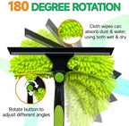 Professional 152" Window Squeegee Cleaner Tool with Extension Pole, 2-in-1 Squeegee for Window Cleaning Kit with Scrubber and Rotating Head, Window Cleaner for Car, Sliding Door, Shower Glass Door