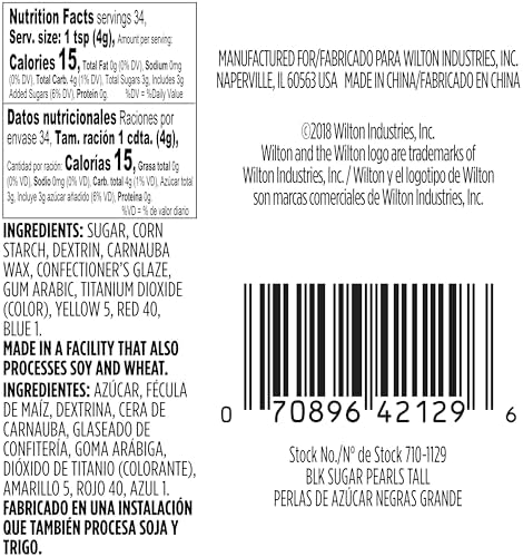 Wilton Decorating Sugar Pearls, 4.80 oz., Black