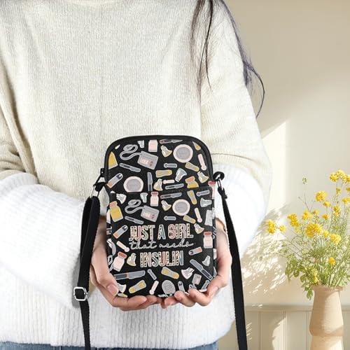 G2TUP Diabetes Insulin Crossbody Bag Diabetes Awareness Gifts Just A Gil That Needs Insulin Shoulder Bag Diabetic Supply Kit