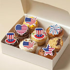 50 PCS Edible President Day Cupcake Toppers Wafer Paper USA American Flag Cupcake Picks Edible Independence Day Party Decorations for Patriotism Theme Anniversary Party Decorations Supplies