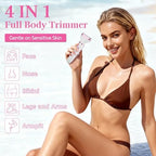 RUIM Women’s Electric Shaver 4-in-1, Painless Hair Remover for Bikini Face & Body, Cordless Wet/Dry Trimmer with Nose & Eyebrow Heads, Fast USB-C Charging, Travel-Ready Grooming Kit