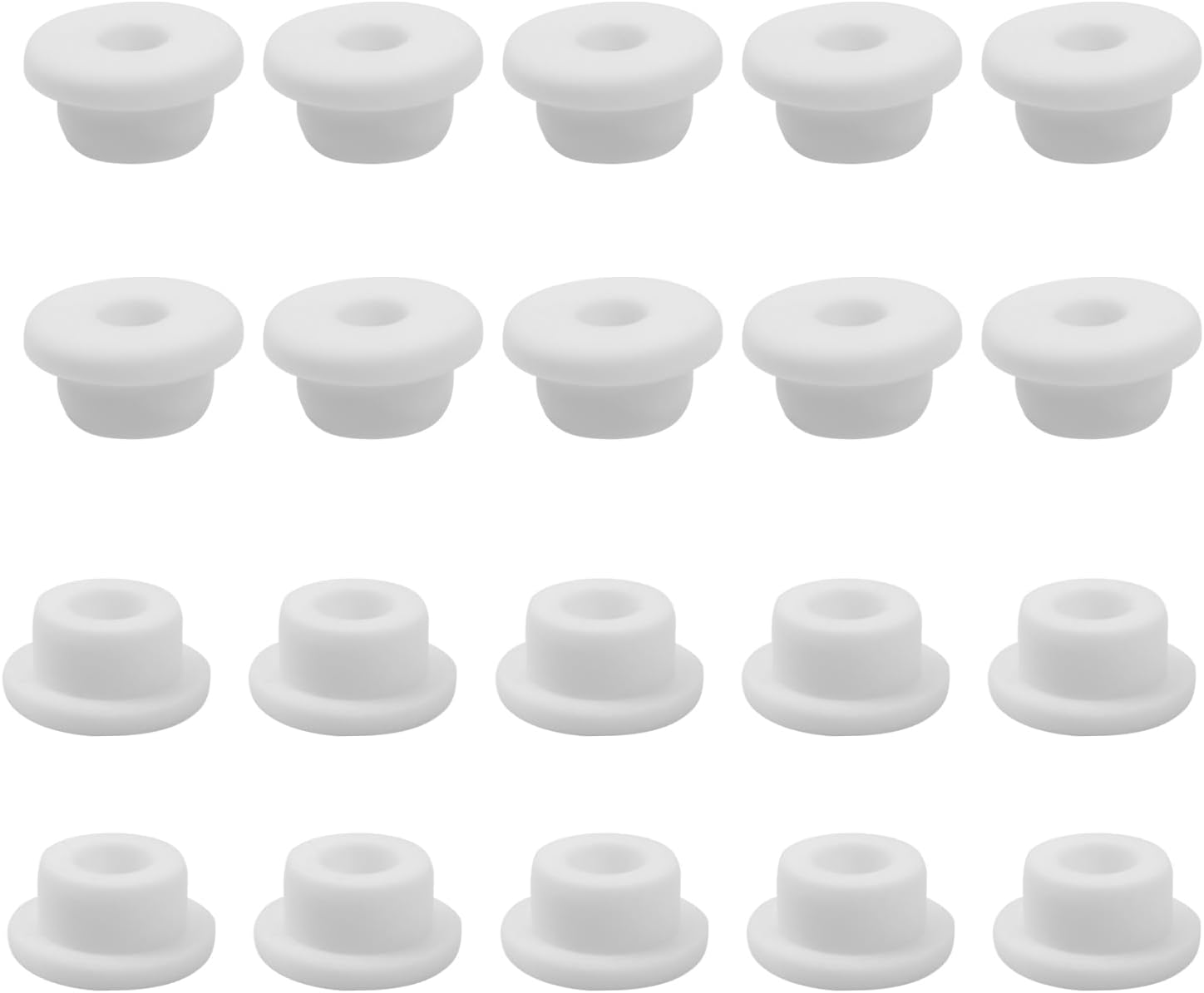 20Pcs Rubber Grommets 5/8" Drill Hole, 1/4" ID, White Silicone Top Hat Grommet, Flexible Hole Plug Gasket for Automotive Firewall, Electrical Wiring Protection & Cable Management