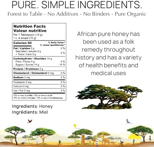 Honeydew Forest Organic Raw Honey in Glass Jar, Raw Organic Honey with High Antioxidants, Extracted from Wild Honeycomb and Nectar from Tree Sap, Unpasteurized Miel Organica, 12.3oz