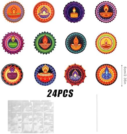 24Pcs Diwali Cupcake Toppers Set, Happy Diwali Diyas Cake Dessert Toppers Cupcake Picks Indian Festival of Lights Birthday Deepavali Party Decorations Decor Supplies