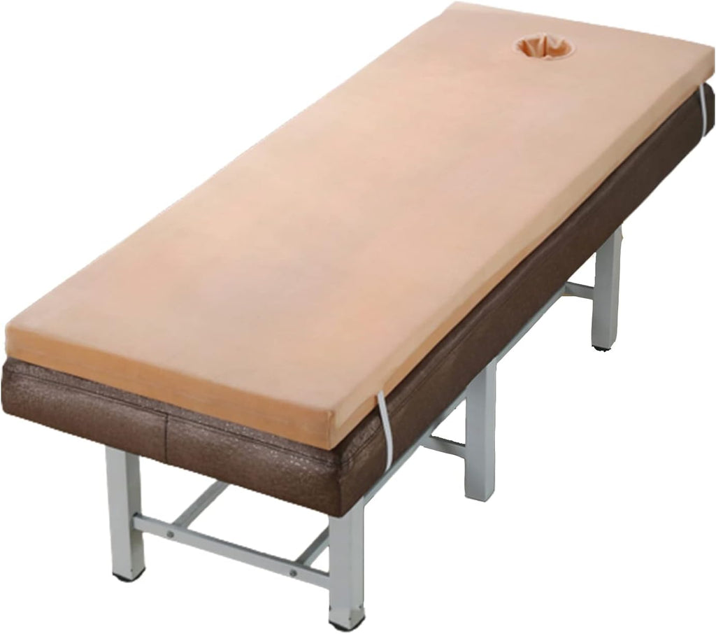 KKCD Lash Bed Cushion Topper Non-Slip Beauty Salon Mattress with Elastic Bands Plush Massage Table Mattress Pad with Square Head and Face Breath Hole 3cm/6cm Thickness,Camel 6cm,70x180cm