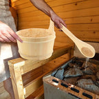 Sauna Bucket and Ladle Set,4L Wooden Sauna Bucket,with Handle and Plastic Insert,Sauna Accessories,Spa Accessories,Sauna Accessories Kit with Sauna Ladle and Bucket,for Home Sauna/Sauna Steam Room