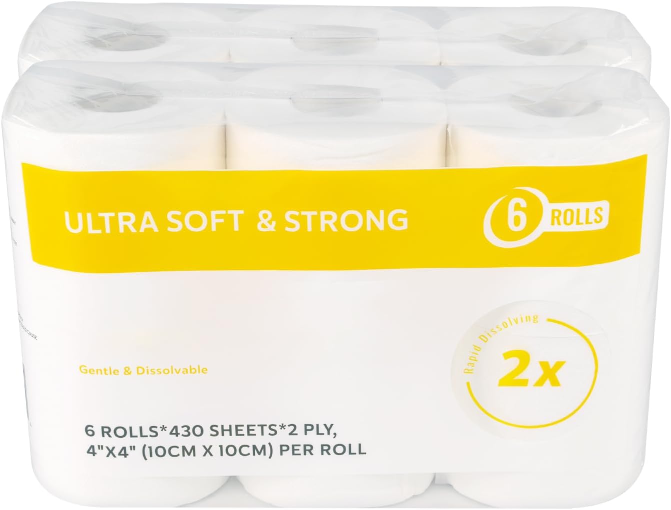 Premium Toilet Paper 12 Rolls, 430 Sheets per Roll, 2-Ply, 4x4 Inch Sheet Size Paper Towels- Highly Absorbent, Strong & Soft for Bathroom Kitchen Livingroom