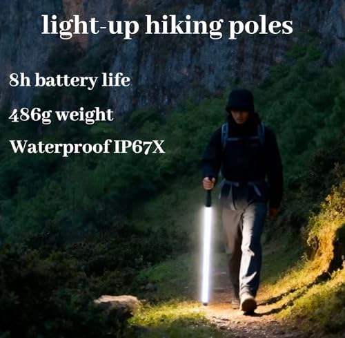 The New LED Illuminated Hiking Poles launched in 2026 are Suitable for Night Hiking and All-Weather Exploration. Continuous 8-Hour Lighting, Suitable for Hiking, Camping