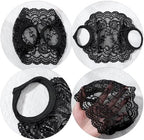 Grevosea 2 Pack Lace Face Masks, Breathable Mesh Half Face Cover Mesh Hollow Faces Shield Mask Protection for Women Pink Grey