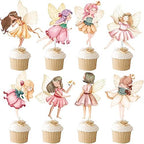 Fairy Cupcake Toppers Flower Fairy Party Cupcake Toppers 24Pcs Fairies Party Cake Picks Garden Birthday Party Decorations for Elves Theme Baby Shower Supplies