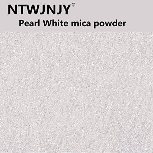 NTWJNJY Pearl White Mica Powder, Natural Shimmer Mica Powder for Epoxy Resin/Candle/Soap/Lip Gloss/Slime/Bath Bombs/Quicksand/Car Paint pigments.Candle Dye,Soap Making Dye(50g/1.7oz)