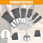 18 Pack Wire End Brush Set, 6 Sizes 0.012" Crimped Carbon Steel Wire Wheel for Drill, 1/4 Inch Shank