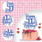1 PCS Happy 11th Birthday Cake Topper Glitter Cheers to 11 Years Birthday Cake Pick Hello 11 Fabulous Cake Decoration for Happy 11th Birthday Anniversary Party Decorations Supplies Blue