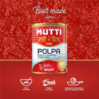 Mutti Crushed Tomatoes (Polpa), 14 oz. | 12 Pack | Italy’s #1 Brand of Tomatoes | Fresh Taste for Cooking | Canned Tomatoes | Vegan Friendly & Gluten Free | No Additives or Preservatives
