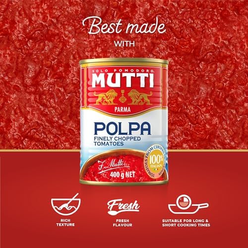 Mutti Crushed Tomatoes (Polpa), 14 oz. | 12 Pack | Italy’s #1 Brand of Tomatoes | Fresh Taste for Cooking | Canned Tomatoes | Vegan Friendly & Gluten Free | No Additives or Preservatives