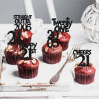 Rsstarxi 24 Pack 21st Birthday Cupcake Topper Straight Outta 2005 Cupcake Picks Twenty one Cheers to 21 Years Old Cupcake Topper for 21st Birthday Decorations Supplies Black