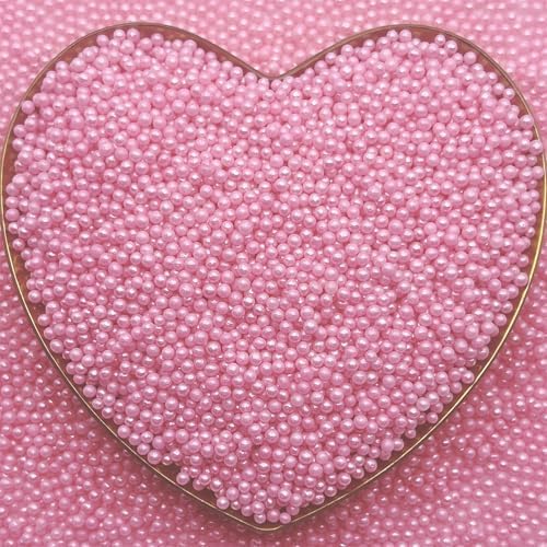 CandiJumpin 2mm Edible Pink Pearls, Baby Pink Nonpareils Sprinkles Small Pearl Sprinkles for Cake Decorating Mini Sugar Pearls for Baking Baby Shower Party Wedding Christmas Supplies 3 OZ