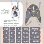 Patient Lift Divided Leg Sling with Head Support, Full Body Mesh Transfer Sling, 500 lb Safe Working Load, Compatible with Most Patient Lift Systems