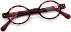 Agstum Designer Small round Oval Vintage Spring Hinge Reading Glasses Eyeglasses Readers (+4.00, Leopard frame with red temples)