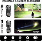 Flashlights High Lumens Rechargeable, 100,000LM LED Super Bright Flash Light, Zoomable Linternas with LCD Digital Display, 5 Mode, Waterproof, Powerful Tactical Flashlight for Emergencies Camping Gift