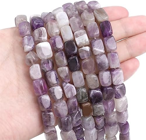 BEADIA Natural Amethyst Cuboid Stone Loose Semi Gemstone Beads for Jewelry Making 8mmx12mm 38cm/Strand