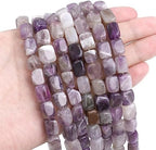 BEADIA Natural Amethyst Cuboid Stone Loose Semi Gemstone Beads for Jewelry Making 8mmx12mm 38cm/Strand