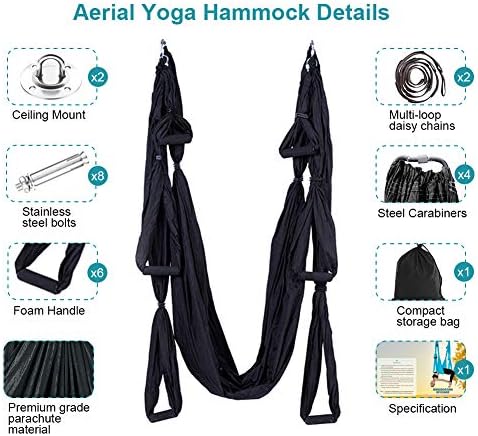 Aerial Trapeze Yoga Hammock Kit - Ultra Strong Antigravity Yoga Flying Sling Inversion Swing Tool Set