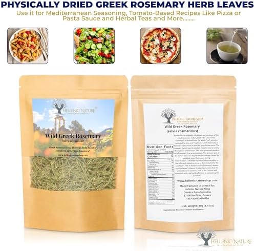 WILD GREEK THYME HERB DRIED PREMIUM QUALITY- from Mount Olympus Handpicked and Air-Dried in DoyPack with ZipLock for Awesome Freshness and Aroma - Mediterranean Seasoning (1.41 Ounce (Pack of 1), Thyme)