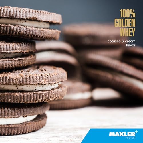 Maxler 100% Golden Whey Protein - 24g of Protein per Serving - Whey Protein Powder for Pre Post Workout - Fast-Absorbing Whey Concentrate, Isolate & Hydrolysate Blend - Cookies & Cream 2 lb