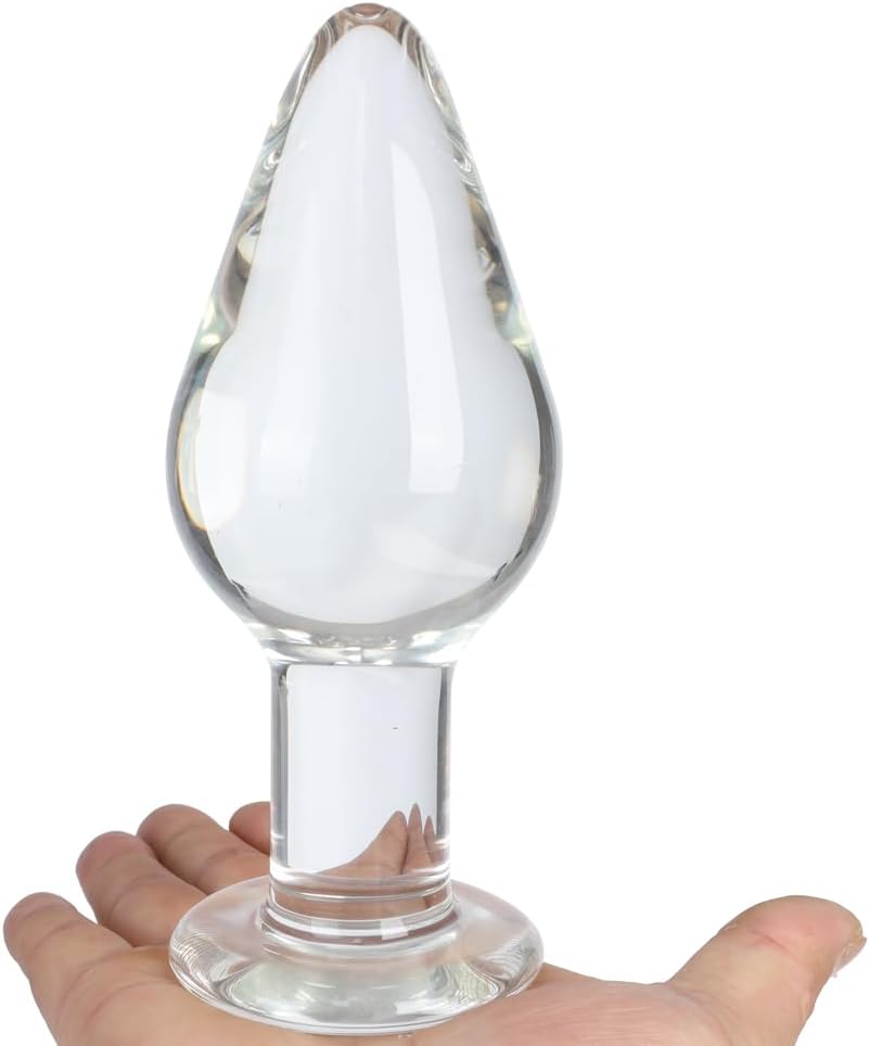 Huge Head Glass Butt Plug Crystal Anal Plug Bum Bomb Plug Trainer Anal Expander Training Sex Toy (L)