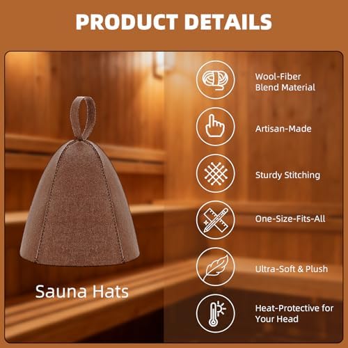 8 Pcs Sauna Hat for Men & Women, Wool Sauna Hat Vaporarium Cap, Wool Felt Cap Russian Hats for Bath House Accessories