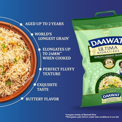 Daawat Ultima Basmati Rice - Authentic Extra Long Grain White Rice, 10 lb Bag