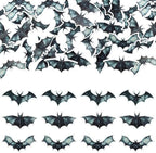 Gyufise 60Pcs Edible Bat Cupcake Toppers - Wafer Paper Halloween Picks for Baby Shower, Kids Theme Birthday Party Cake Decorations Supplies - Black