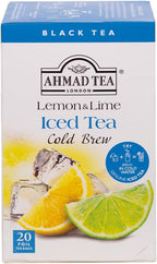 Ahmad Tea Black Tea, Cold Brew Lemon and Lime Teabags, Iced Tea, 20 ct (Pack of 1) - Caffeinated and Sugar-Free