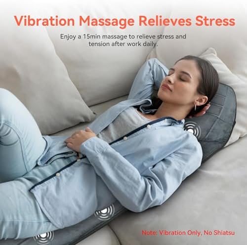CuPiLo Massager Pad, Back Massager with Heat and 10 Vibrating Motors for Pain Relief, Body Massage for Back, Lumbar,Leg, Gifts for Men Women, Long 53"