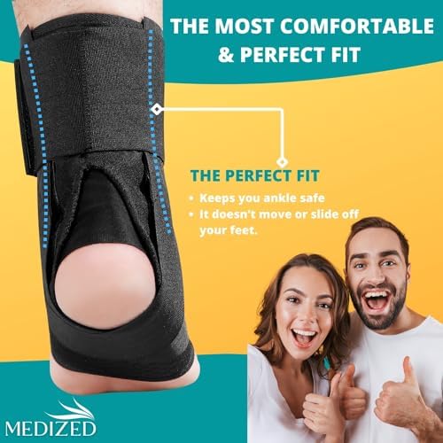 MEDIZED Ankle Brace, Lace Up Adjustable Support for Running, Basketball, Injury Recovery, Sprain! Ankle Support Wrap for Men, Women, and Children (Medium)