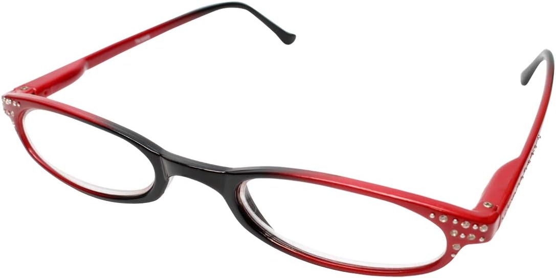 Calabria 833 Dazzles Crystal Bling Oval Reading Glasses Women Cute Single Power Readers Stylish Eyeglasses w/Hard Case