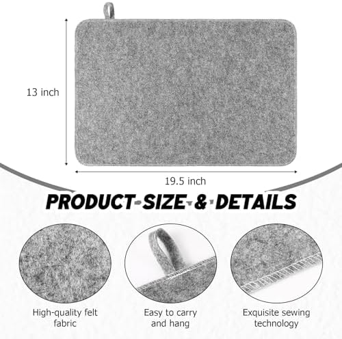 Hahafelt 6 Pcs Sauna Mat Heat Insulation Mat Natural Felt Sauna Mats for Inside, Saunas Accessories Floor Mats Gift for Men Women Bath Shower Bench Cushion Houseroom Vaporarium Spa (19.5'',Grey)