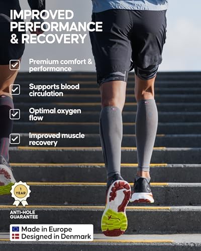 DANISH ENDURANCE Calf Compression Sleeve, 21-26 mmHG, Legs & Shin Supports for Men and Women, 1 or 3 Pack