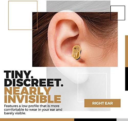 Premium Digital Hearing Amplifier - Right Ear Invisible in Canal (CIC) in-Ear Mini Sound Enhancer Set, Near-Invisible, Noise Cancelling, Personal Sound Hearing Amplifier - Black