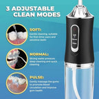 Water Dental Flosser Teeth Pick Portable Cordless Oral Irrigator Rechargeable Travel Irrigation Cleaner 3 Modes 4 Jets IPX7 Waterproof Electric (Black)