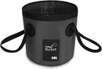 Collapsible Bucket with Handle, 5 Gallon 20L Multifunctional Foldable Water Container, Portable Waterproof Wash Basin for Fishing Camping Hiking Garden Car Washing (Black)